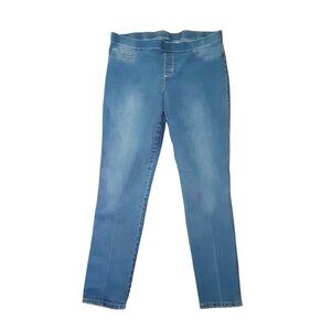 Faded Glory Jeans Womens 14 Blue Medium Wash Denim Pull On Skinny Jegging